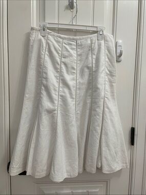 Willi Smith Linen Blend White Paneled A-Line Skirt Size 8